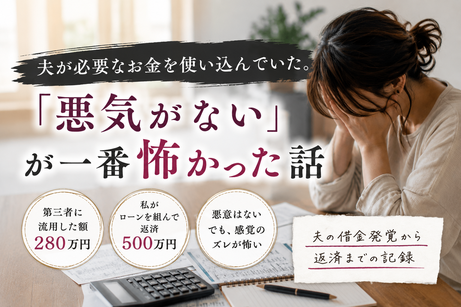 夫が必要なお金を使い込んでいた。「悪気がない」が一番怖かった話