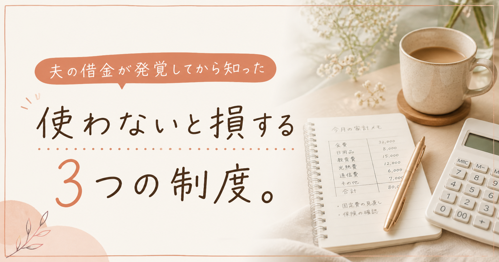 夫の借金が発覚してから知った、使わないと損する3つの制度【妻の実体験】