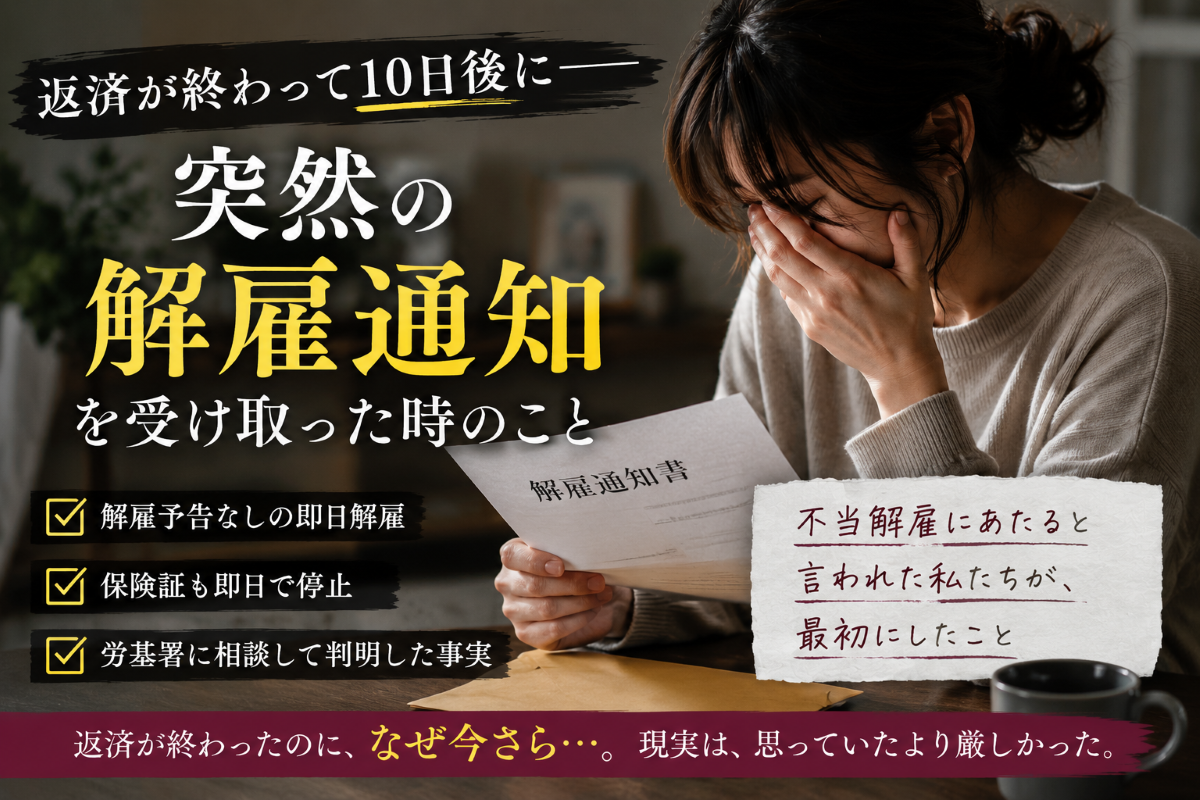返済が終わって10日後に。突然の解雇通知を受け取った時のこと
